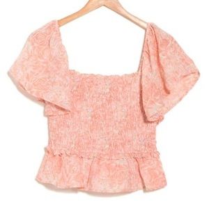 NWT ASTR Flutter Sleeve Smocked Top